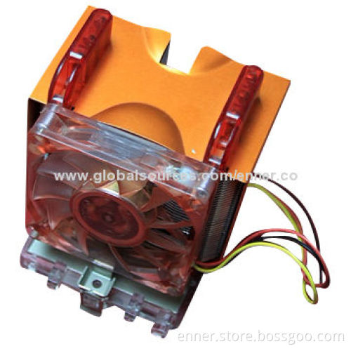 CPU Cooler with Cooling Fan, HDT Technology Applied in Bottom, Heat Pipes Measures 6 x 2mm
